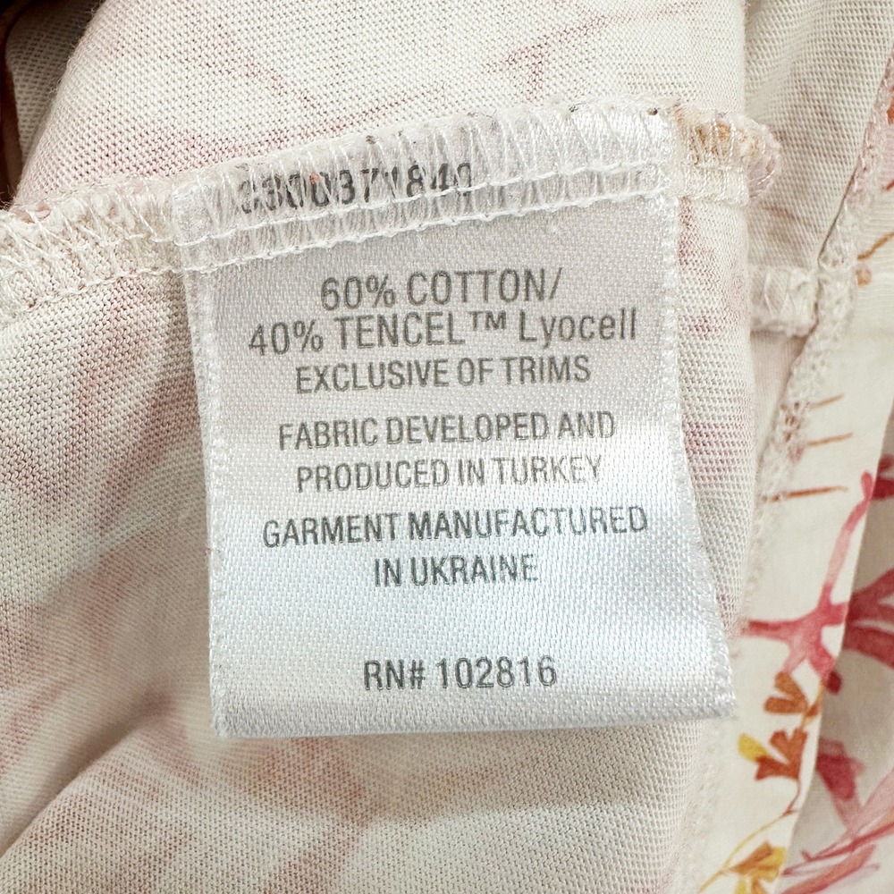 GARNET HILL Cotton Tencel Floral Twist Front Sundress • Medium • white pink boho - Picture 7 of 9